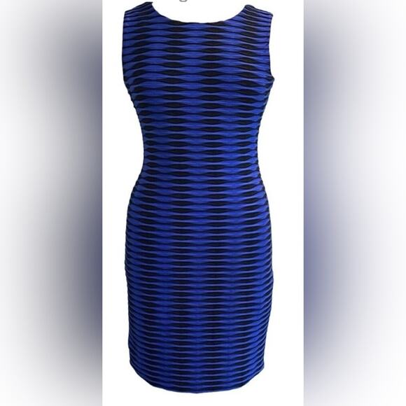 CALVIN KLEIN Womens Gorgeous Cobalt Blue & Black Sheath Dress Small Business - Picture 1 of 11